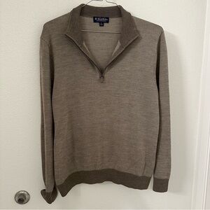 Brooks Brothers Men's Ultimate Merino Wool quarter Zip Sweater brown size large